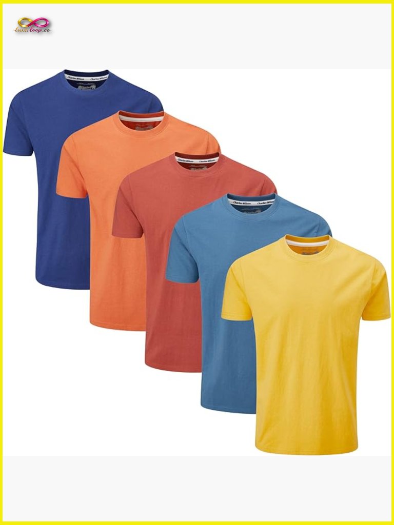 5 Pack Crew Neck T-Shirt Slim Fit Short Sleeve Cotton Tee Pack